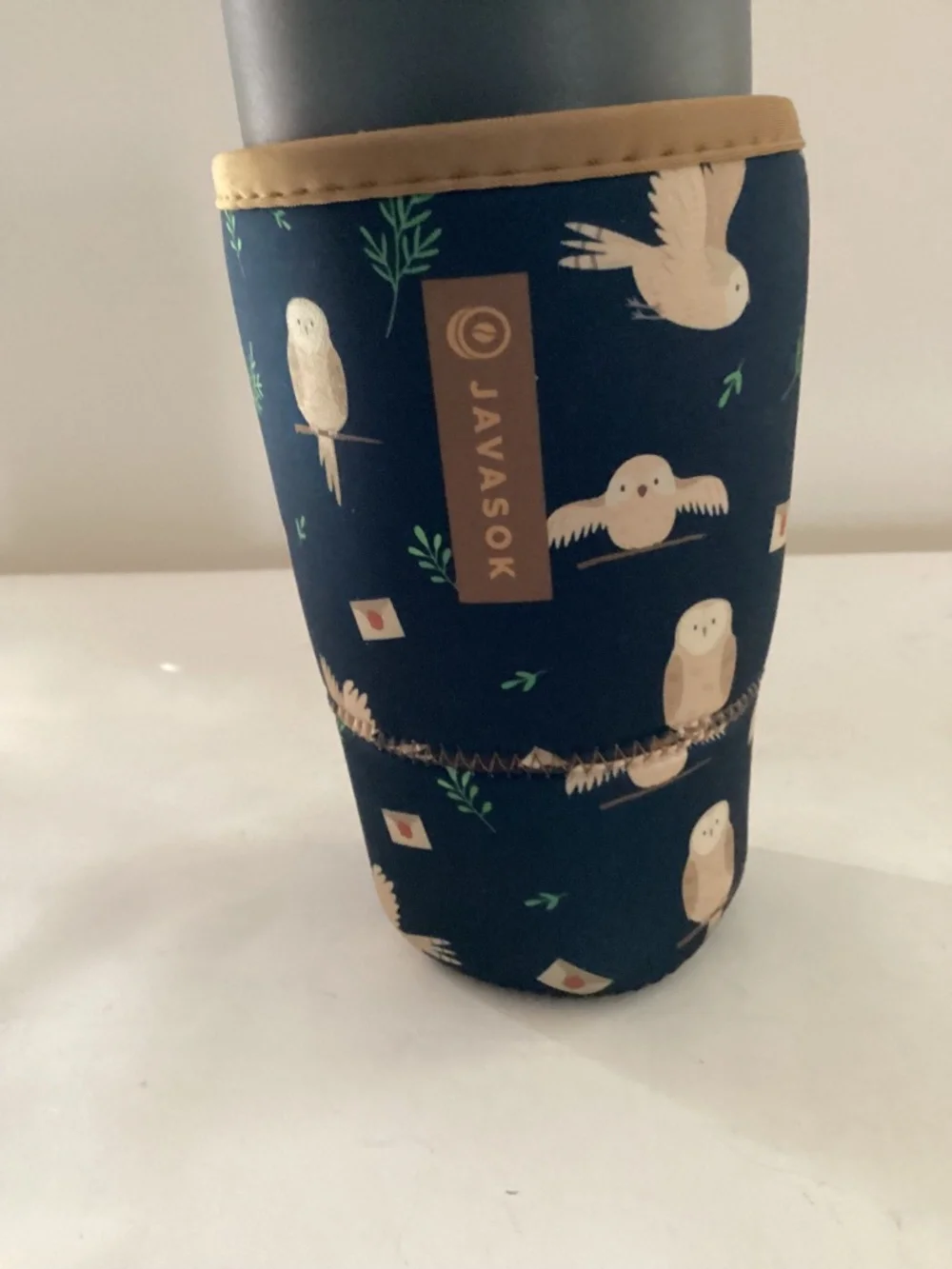 Javasox Neoprene Medium Insulated Sleeve in Dark Blue w/ Owls & Flying Letters